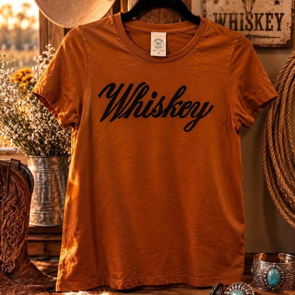 Free people Ragabond Studio Whiskey Graphic Tee Western Boho Size Small